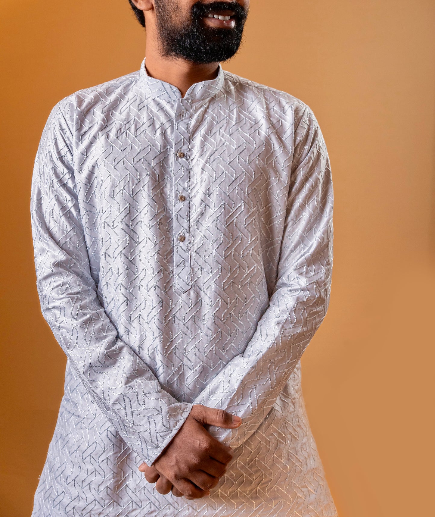 Ice Blue Kurta with Subtle Silver Embroidery | Kurta set